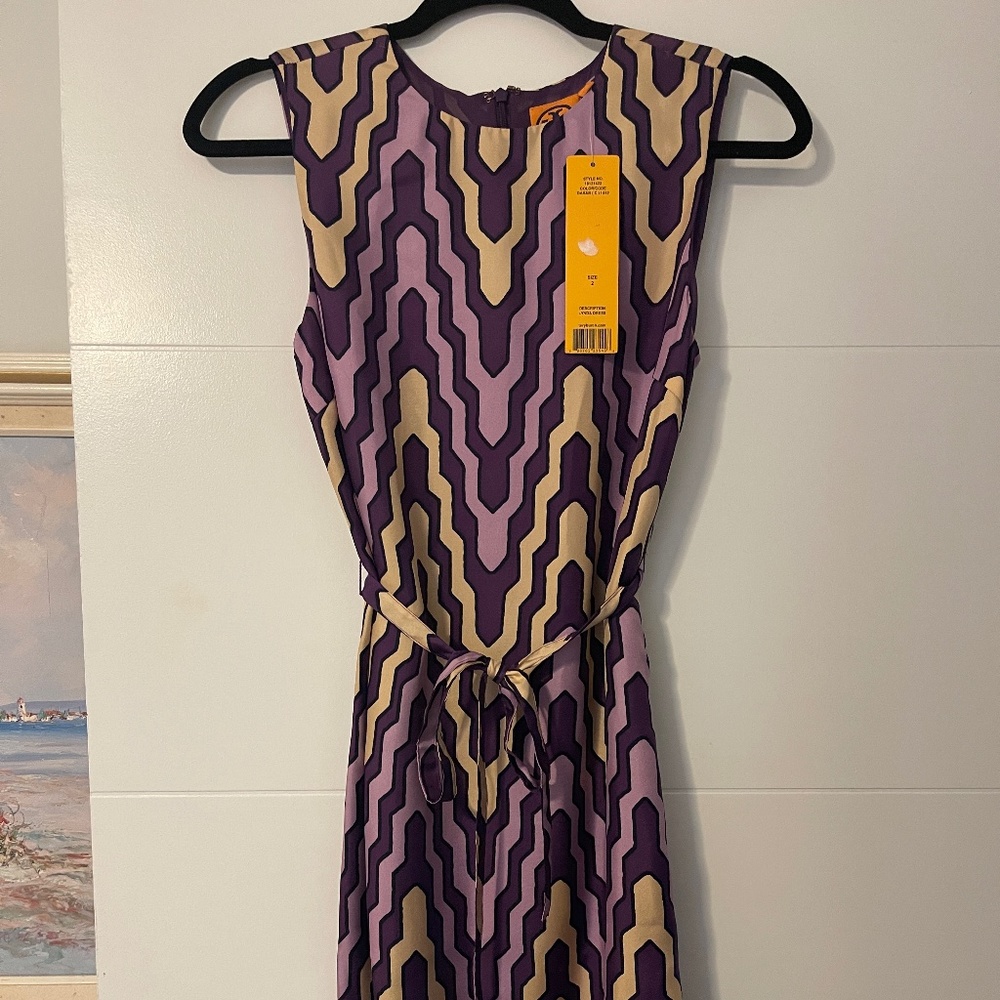 Tory burch Linda dress, Shirtdress, No Sleeve, A-Line, Drawstring, Women Size 2 - Picture 4 of 11